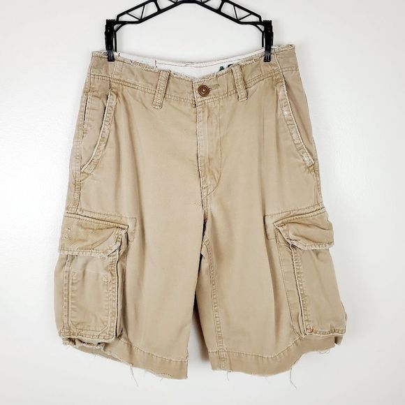 American Eagle Long Khaki Cargo Shorts 